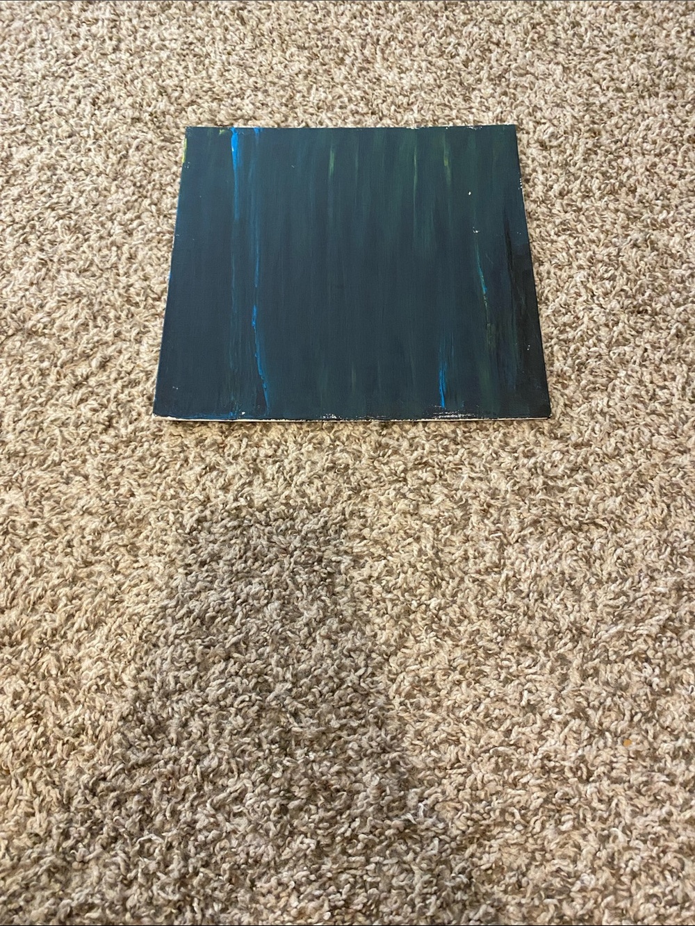 Hand-Painted Deep Teal Abstract Canvas Art